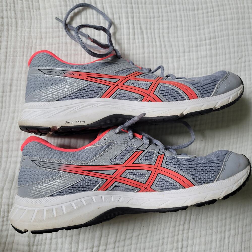 Asics Womens 11 Running Sneakers Gel Contend 6 Shoes Gray Neon Pink - Picture 5 of 8